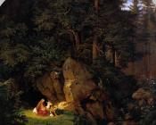 阿德里安 路德维格 里克特 : Genoveva In The Forest Seclusion